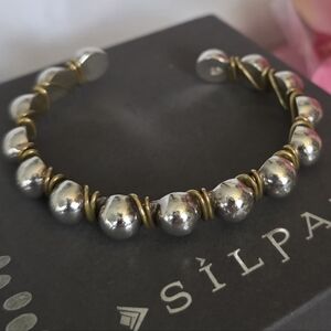 Silpada RARE Sterling Silver and Brass  Ball Cuff Bracelet B0521